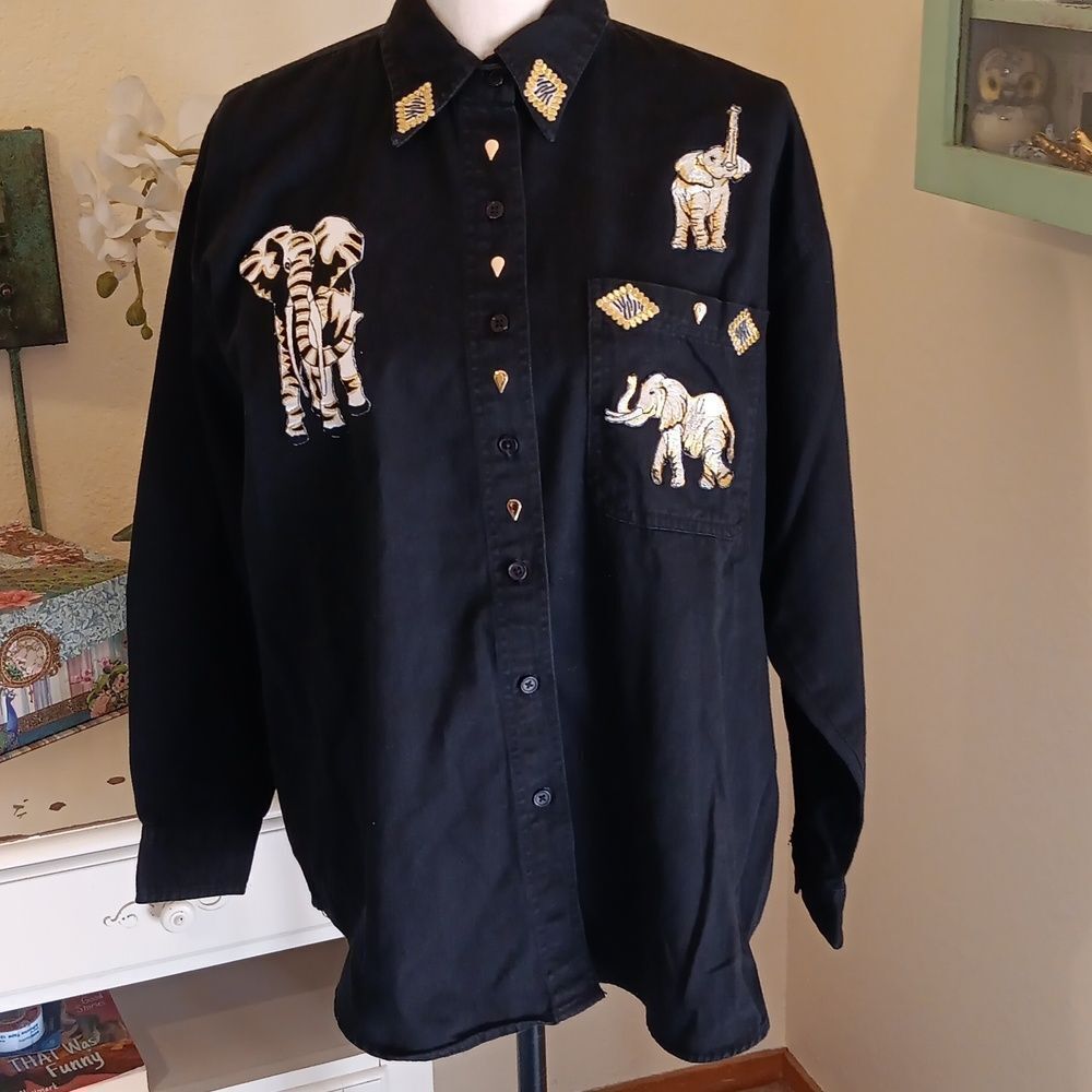Get Lucky Black Elephant Shirt. Western